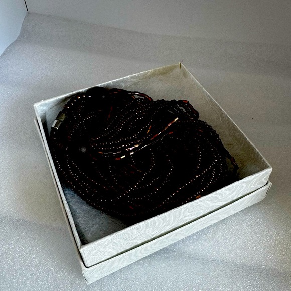 Artisan, multi-strand brown beaded necklace, magnetic clasp - Picture 2 of 5